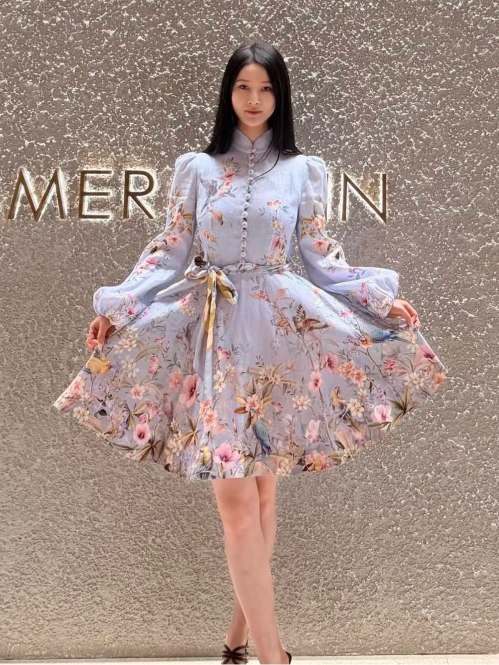 NWOT Zimmermann Floral Linen Mini Dress in Light Lavender, Size AU 0/1/2/3 - Picture 13 of 13